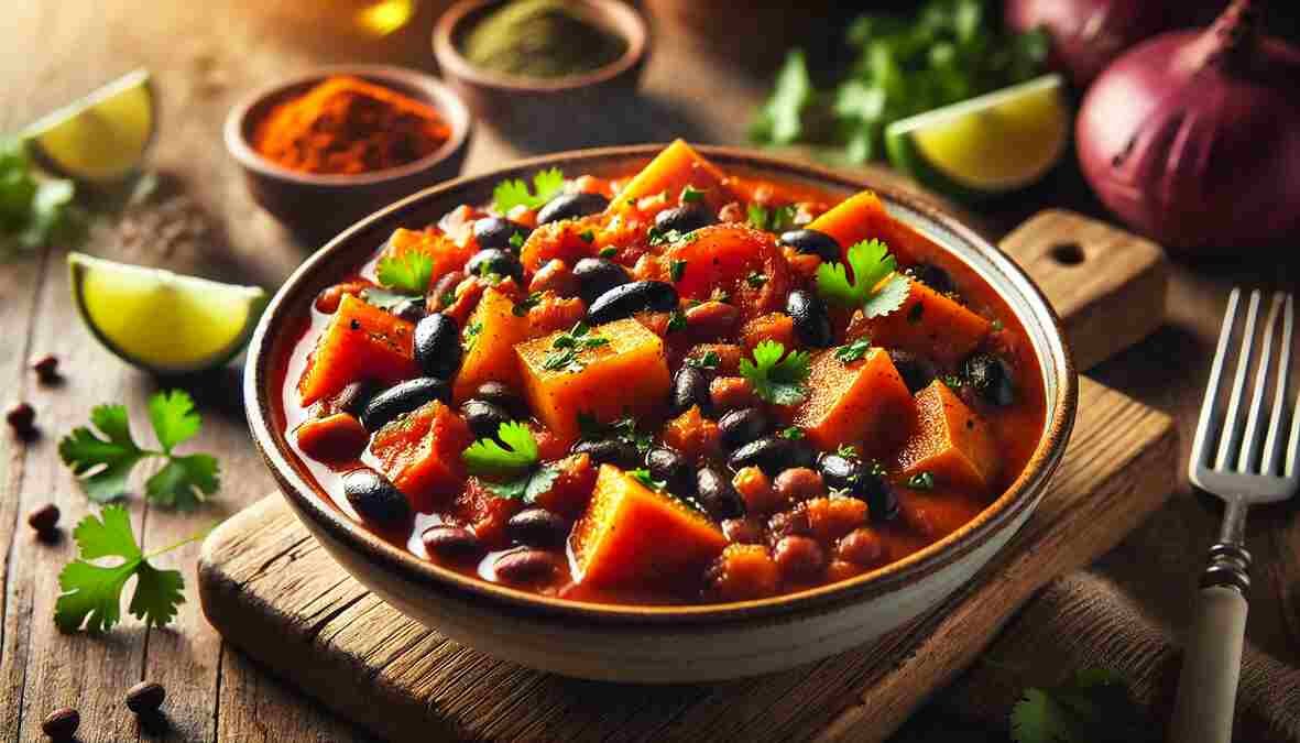 Spicy Sweet Potato and Black Bean Stew